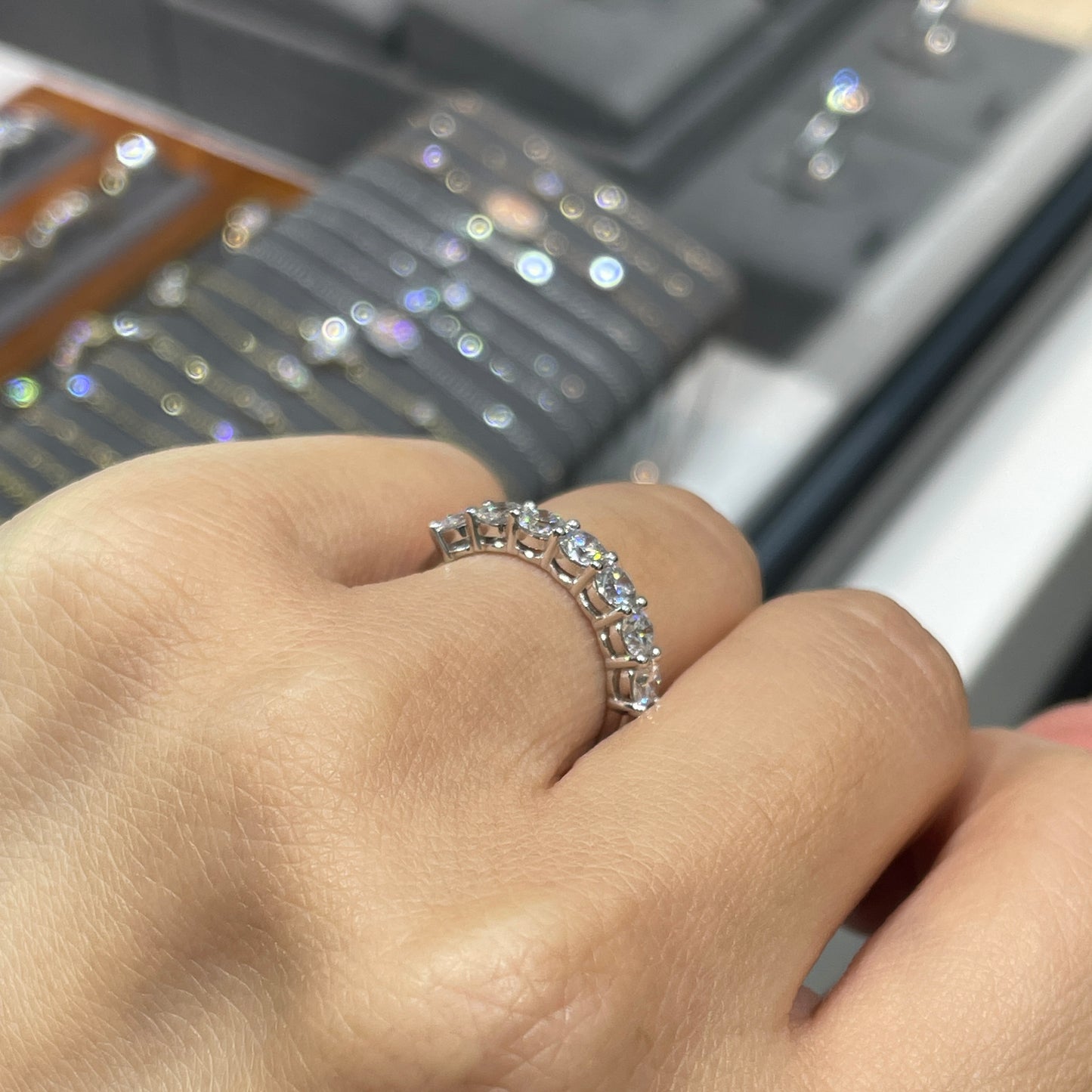 Lab Diamond round 1.05ct half eternity ring