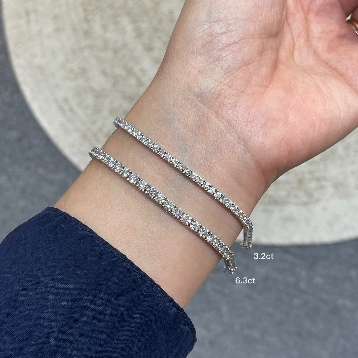 Lab diamond round 6.3ct classic four-prong tennis bracelet