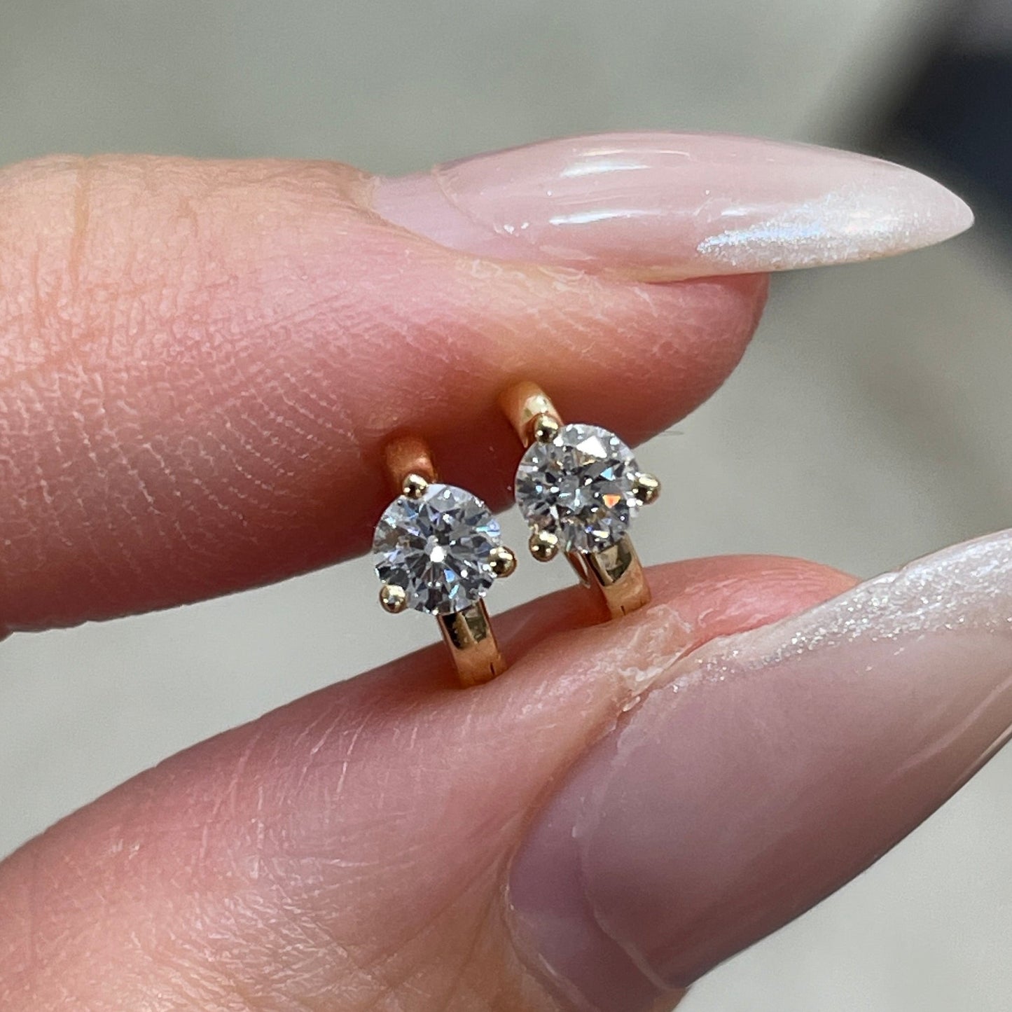 Lab diamond round 0.15ct 5mm hoop earring-each