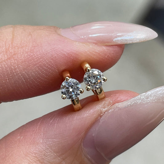 Lab diamond round 0.15ct 5mm hoop earring-each