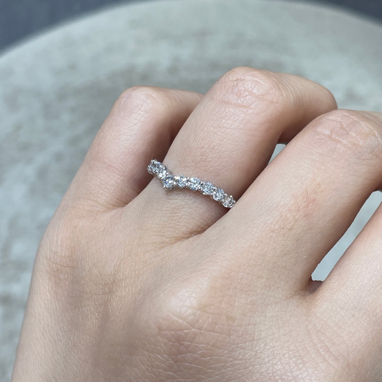 Lab diamond round 0.66ct half eternity v shape ring