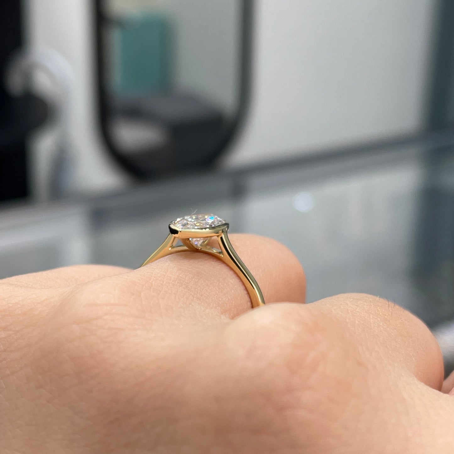 IGI Lab diamond Marquise shape 1.5ct bezel ring
