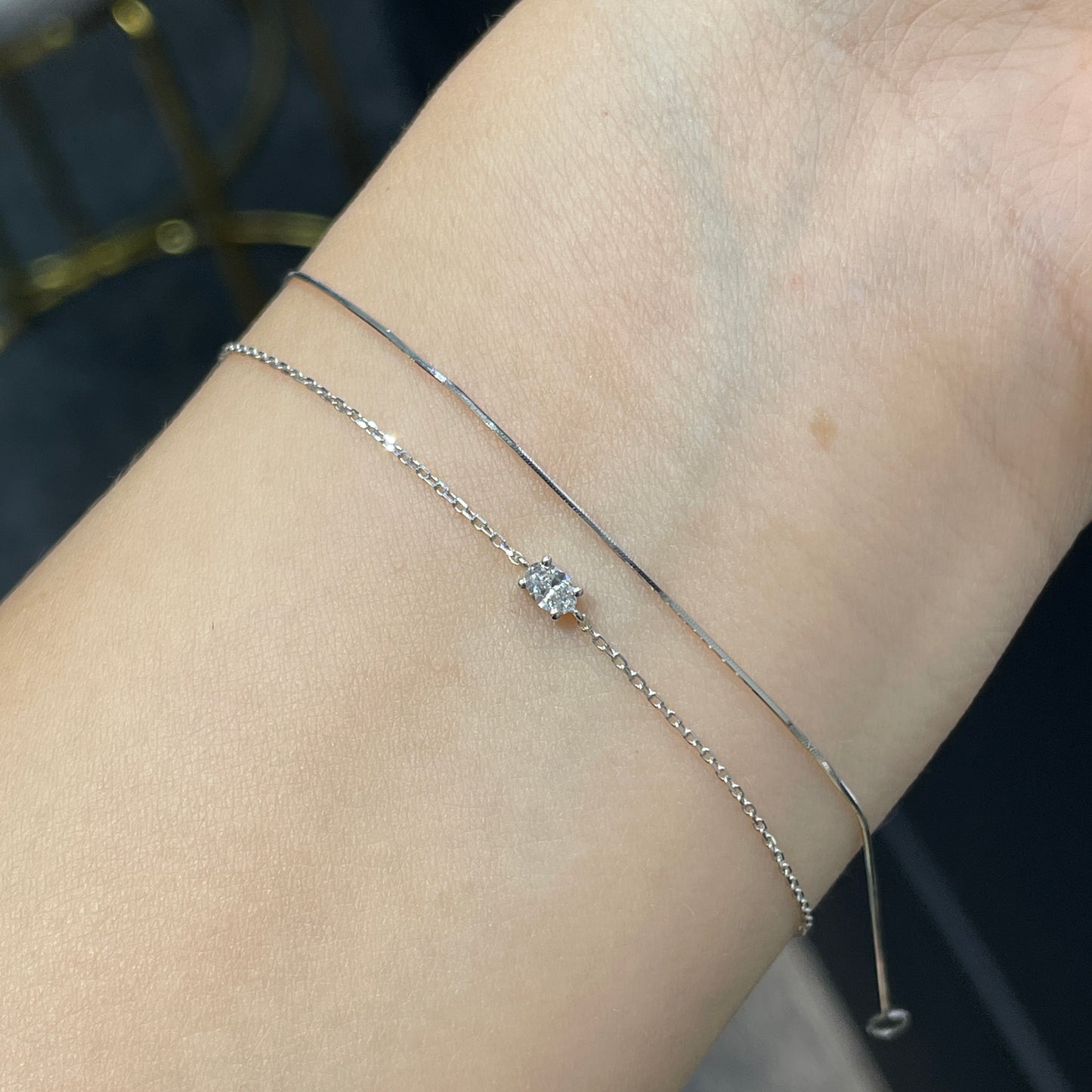 Lab diamond oval shape 0.1ct four-prong bracelet