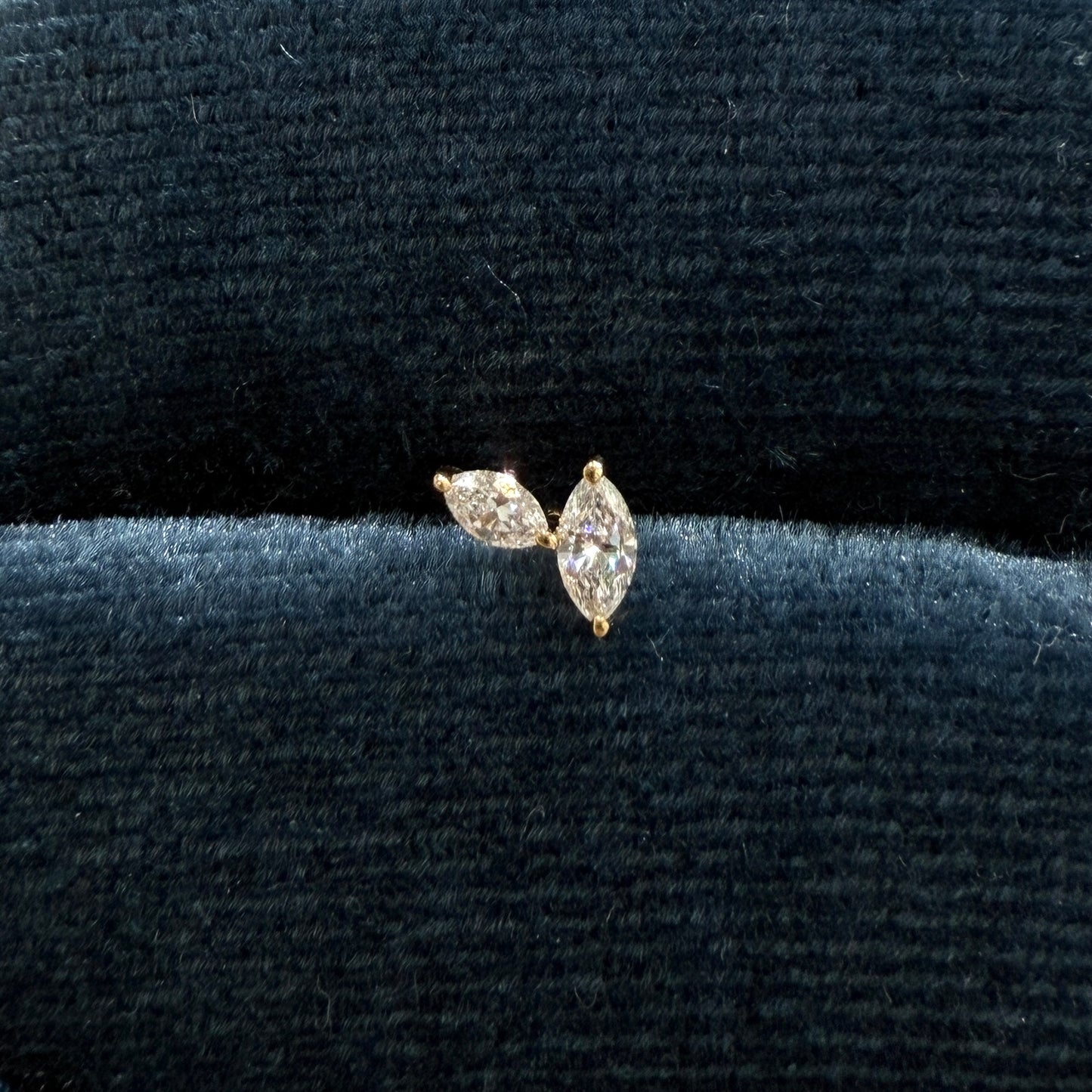 Lab diamond marquise 0.15ct fallen leaves stud earring-each