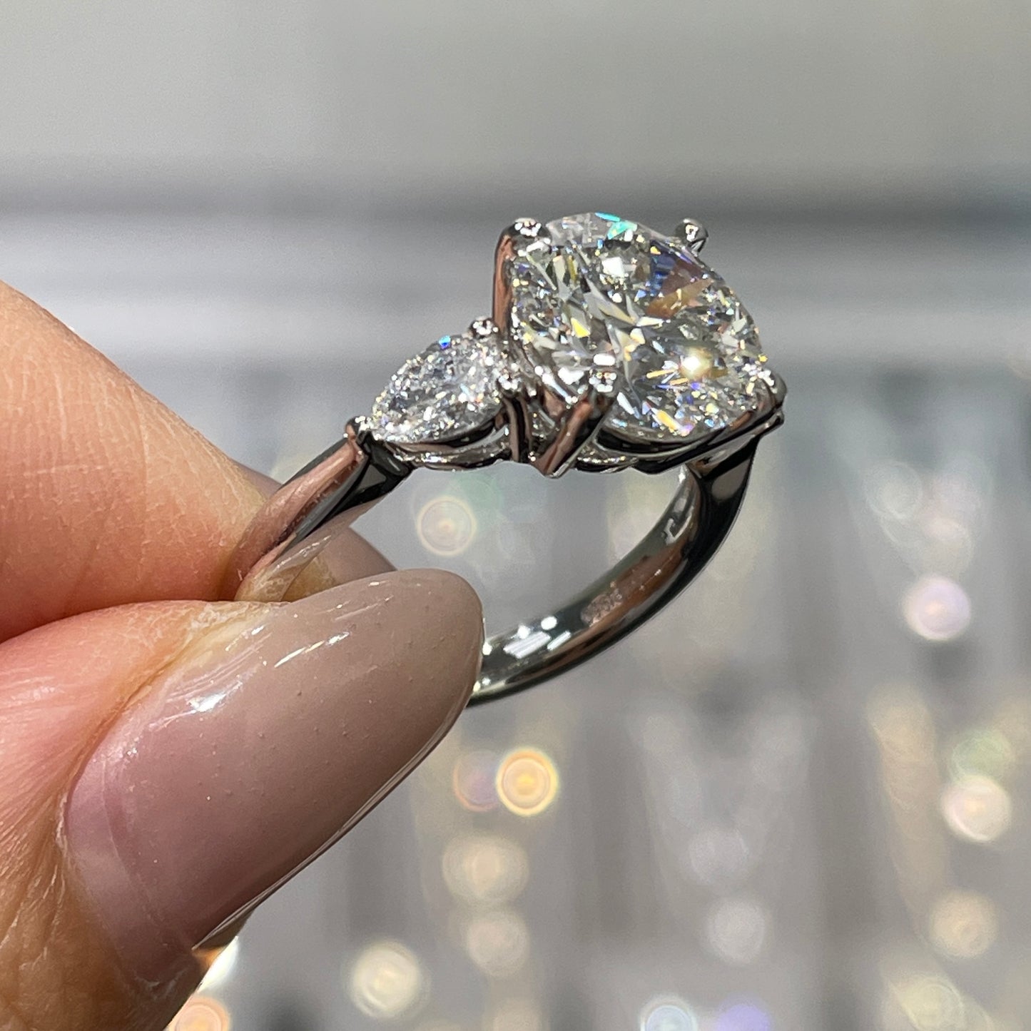 IGI lab diamond round 3.4ct three stone setting ring