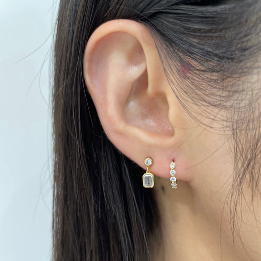 Lab diamond round 0.14ct single-prong 7mm hoop earring-each
