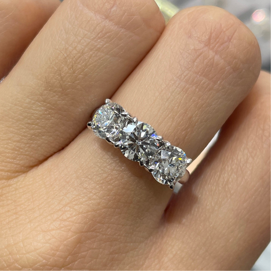 Lab Diamond round 3ct three stone ring