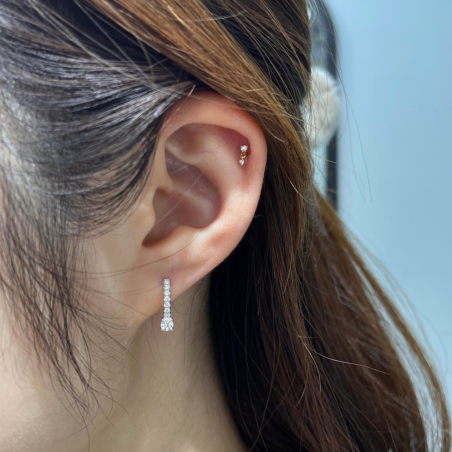 IGI Lab diamond Radiant cut 2ct halo two-way earrings-pair