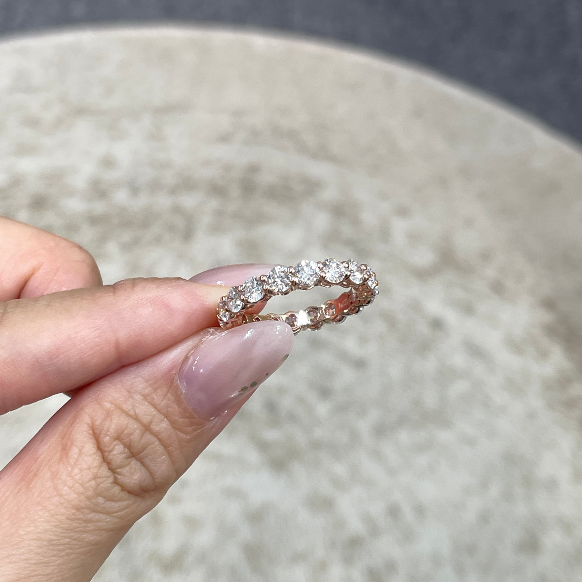 9k Lab diamond round 3ct full eternity ring