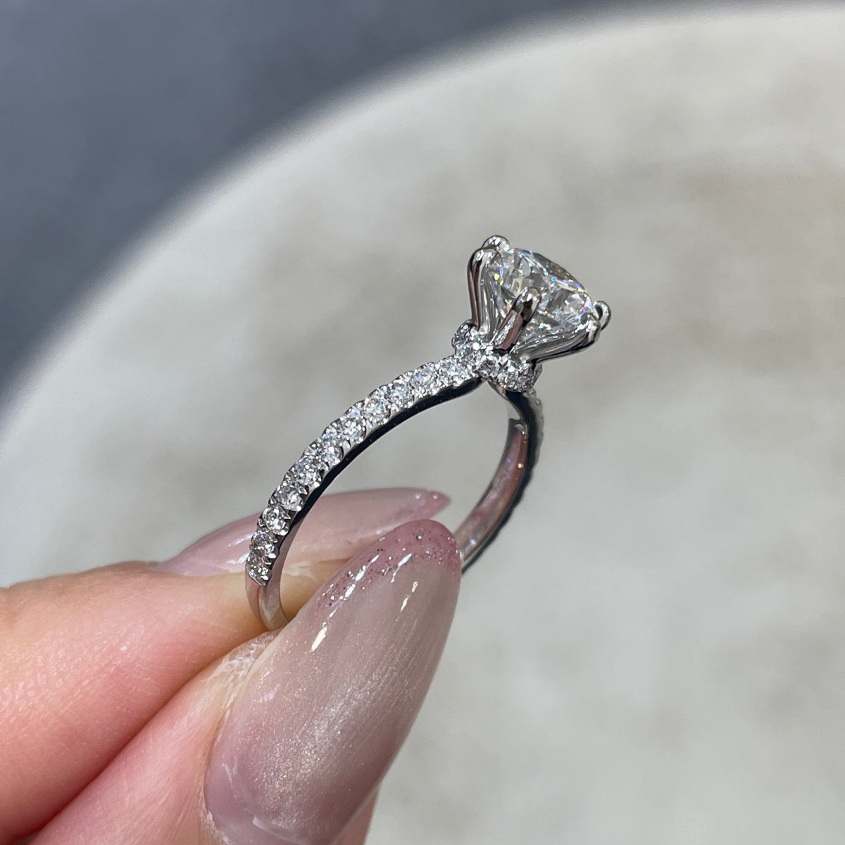 IGI lab dimaind Round 1.2ct four-prong underhalo pave ring