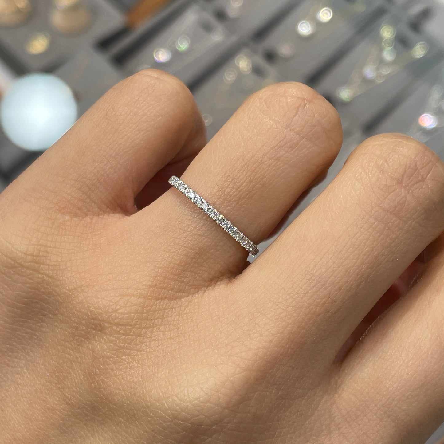Lab diamond round 0.25ct half eternity ring