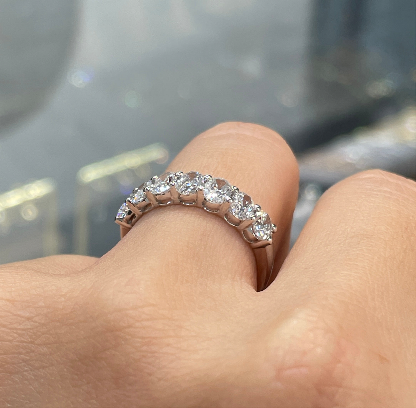 Lab diamond Oval shape 1.4ct half eternity ring