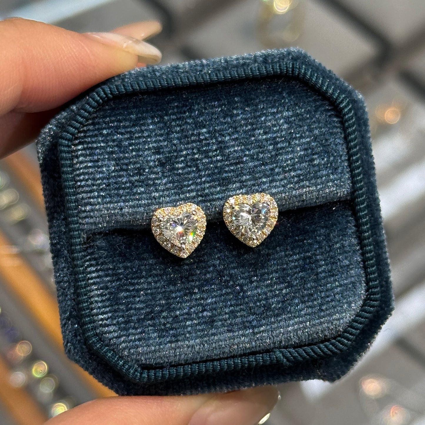 Lab diamond heart shape 1.18ct with removable halo jacket earrings-pair