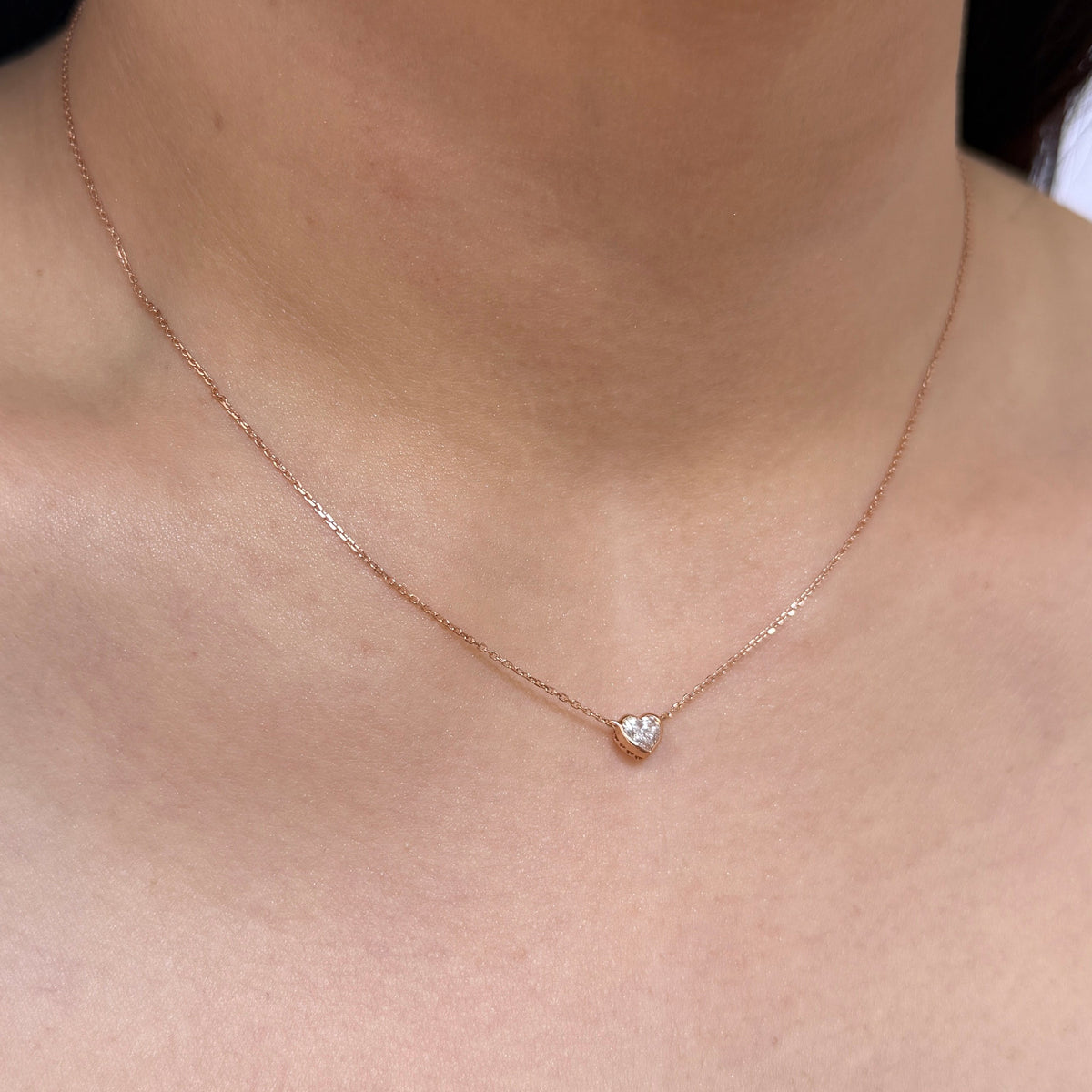 Lab diamond heart shape 0.3ct bezel necklace