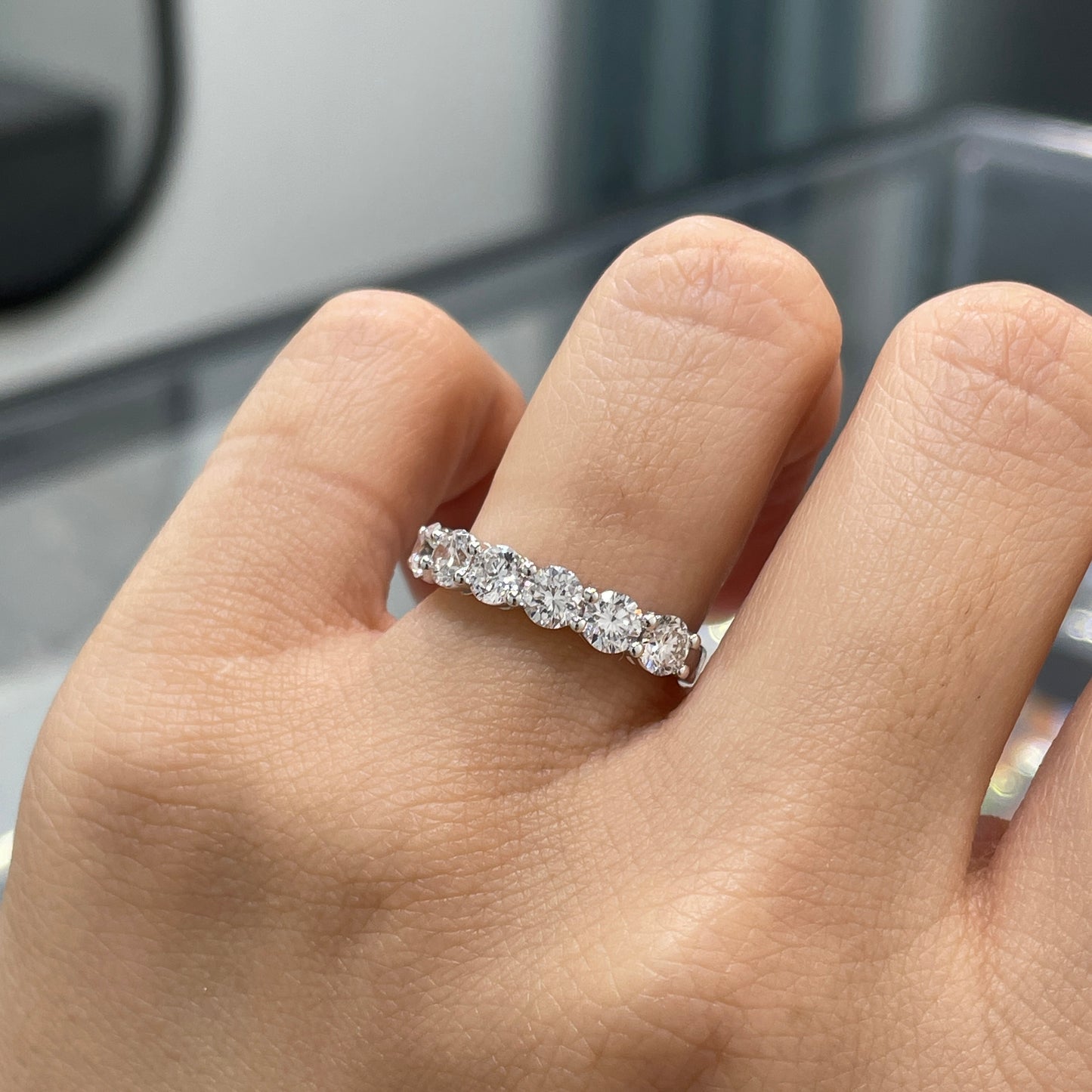 Lab diamond Round 1.44ct half eternity ring
