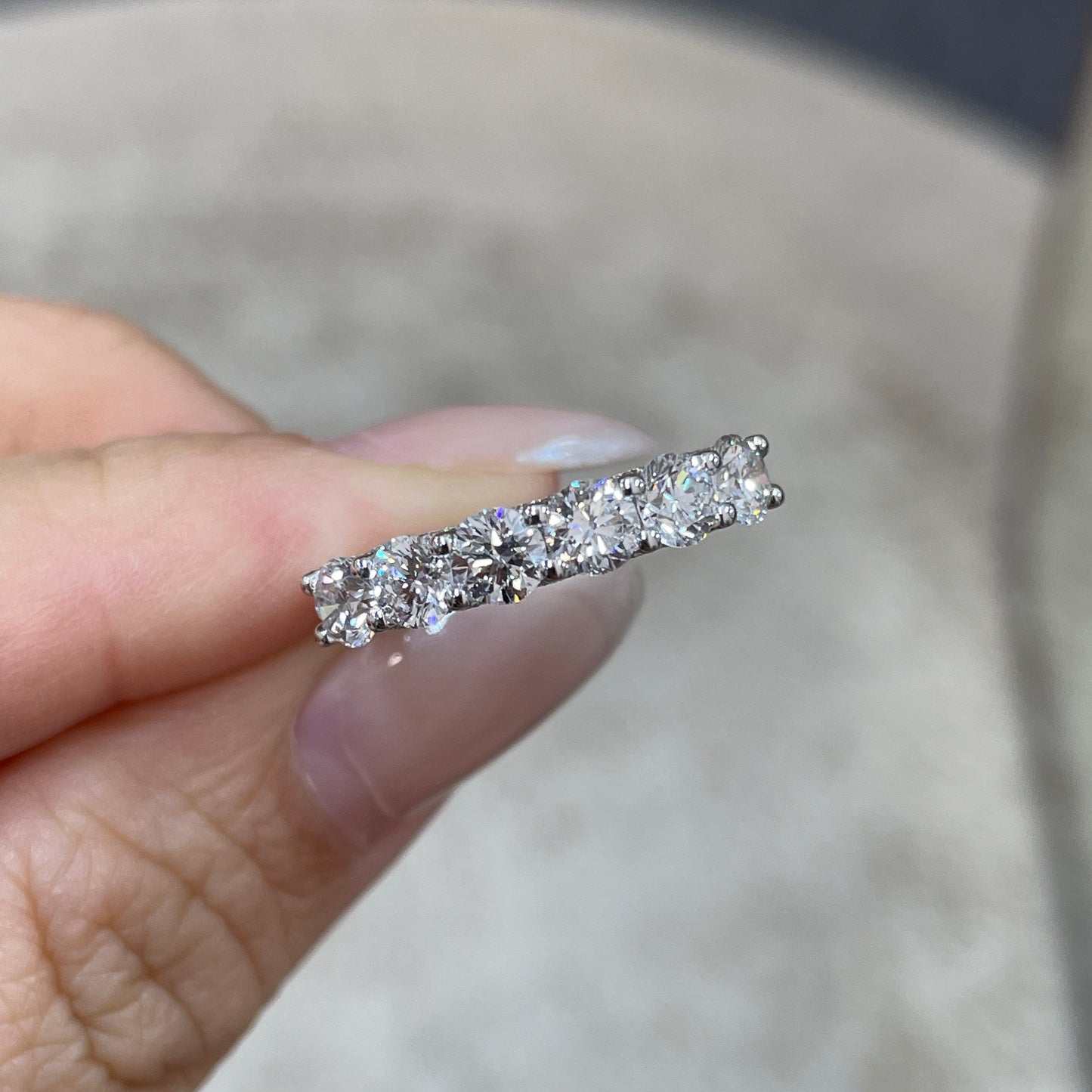 9k Lab diamond round 1.2ct U-prong pave eternity ring