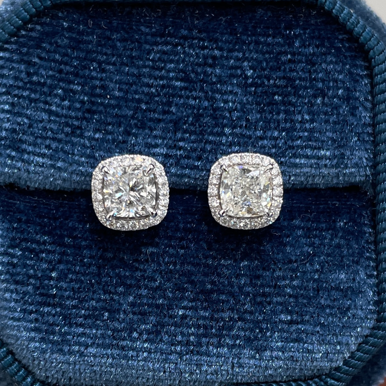 Lab diamond Cushion cut  1.6ct with removable halo jacket earrings-pair