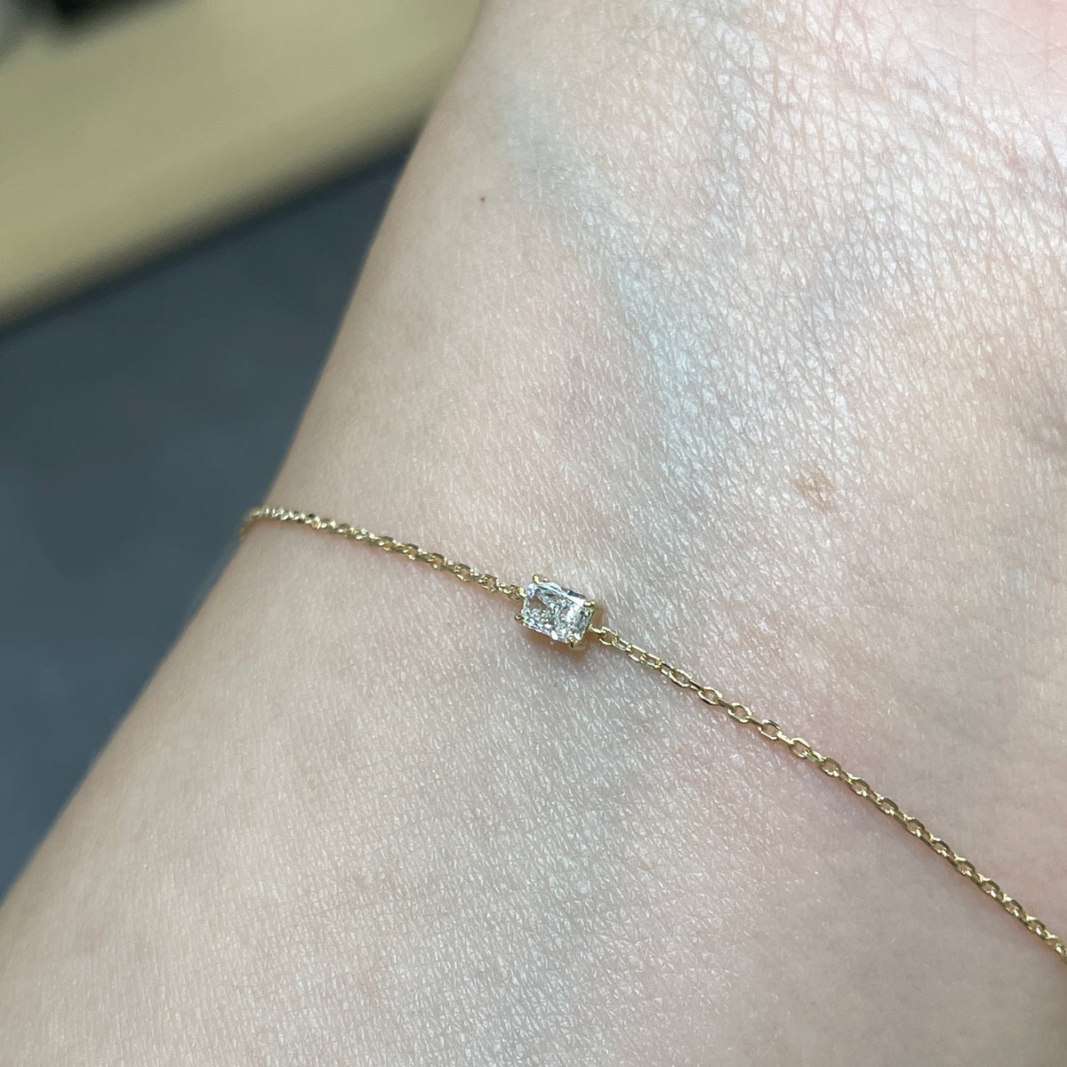 Lab diamond radiant cut 0.1ct bezel bracelet