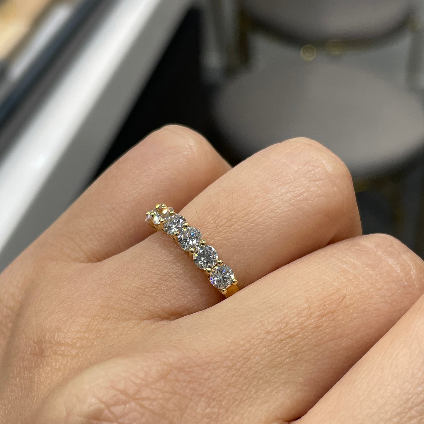 Lab Diamond round 1.05ct half eternity ring