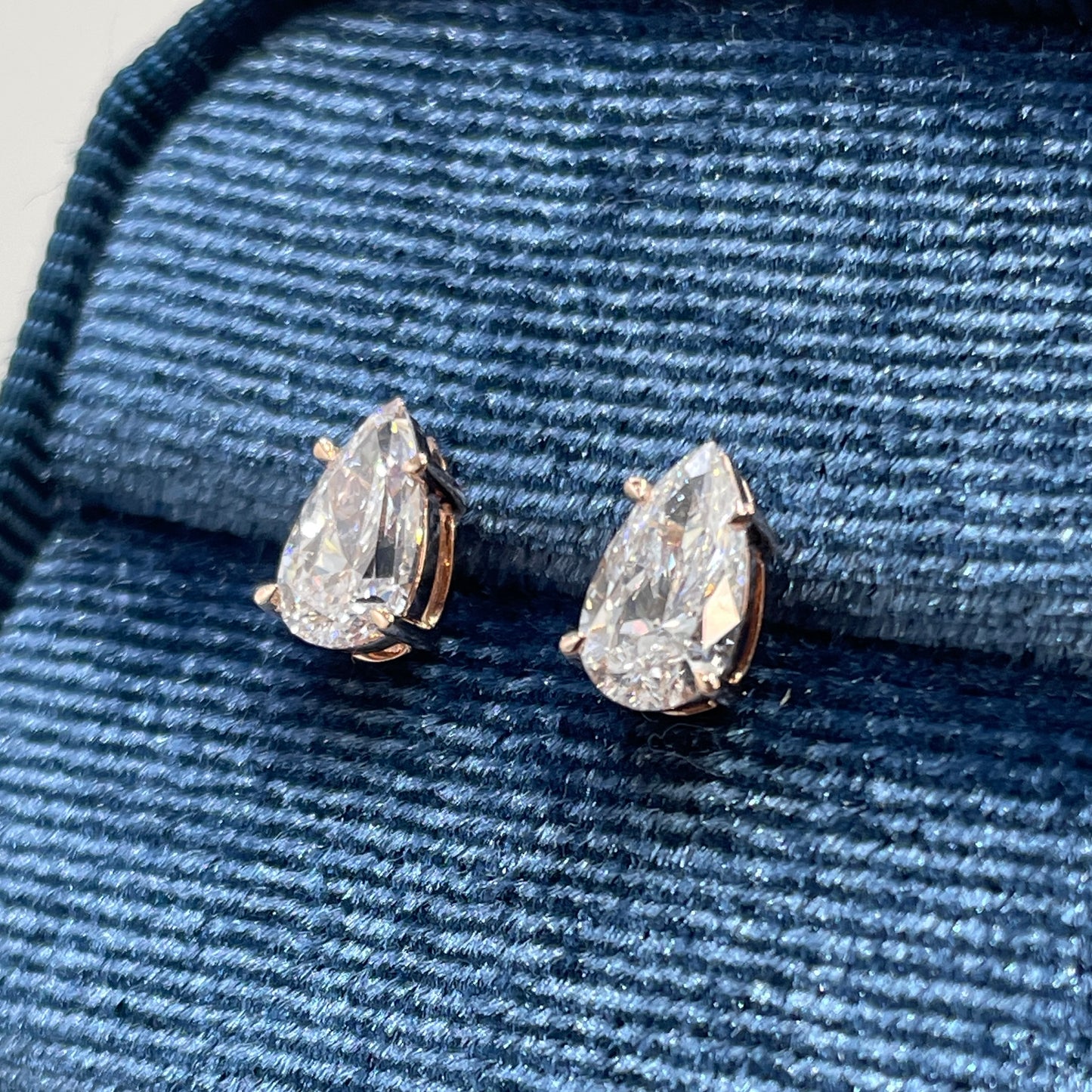 Lab diamond Pear shape 1.3ct stud earrings-each