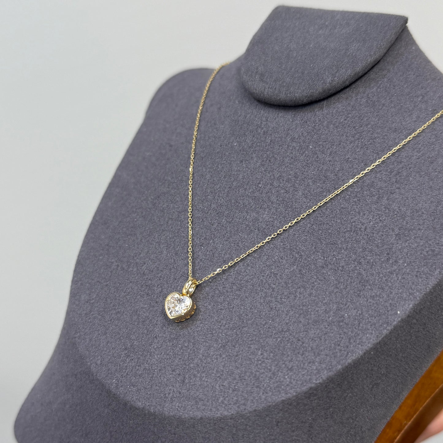 Lab diamond heart shape 1ct bezel open clip pendant