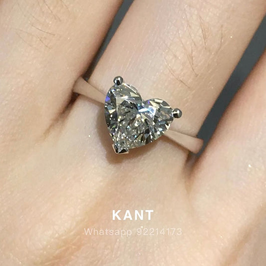 IGI Lav diamond Heart shape 2ct three-prong solitaire ring