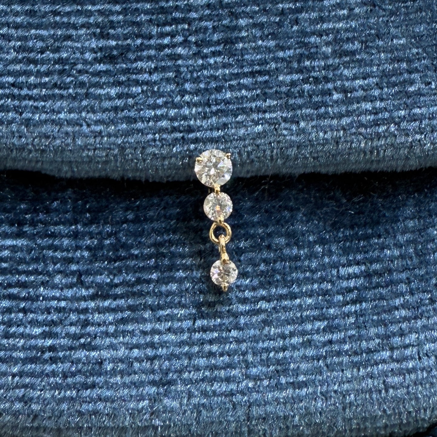 Lab Diamond round trio  swing stud earring-each