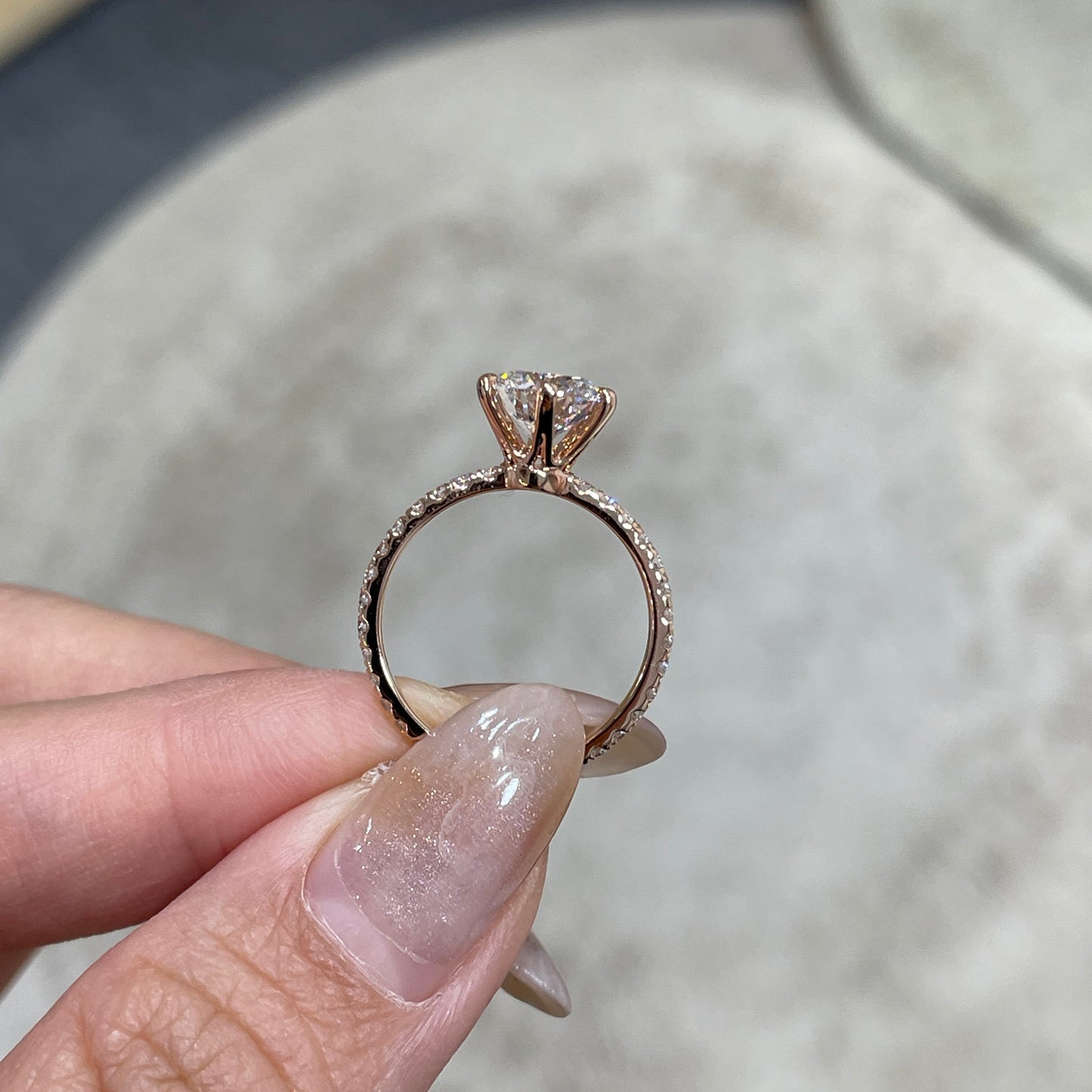IGI lab diamond round 1.5ct six-prong full pave ring