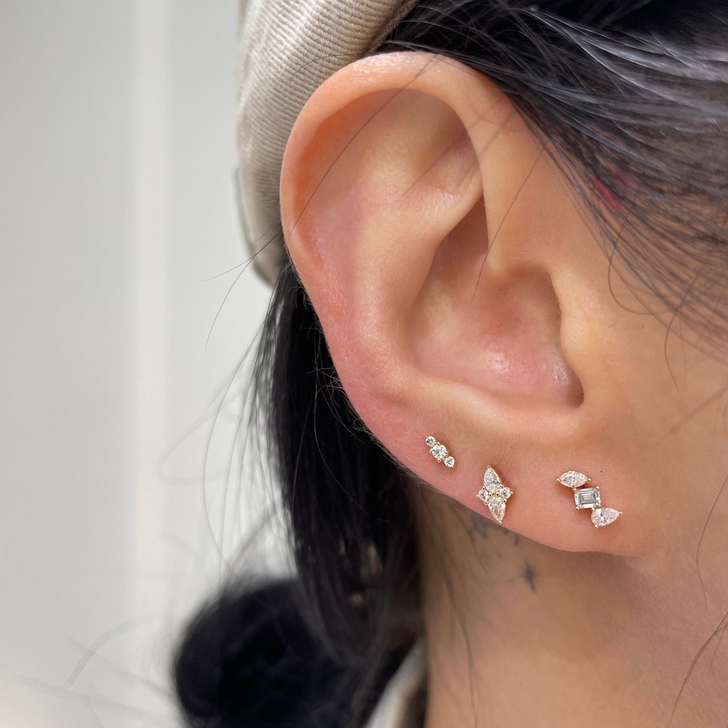 Lab diamond Dart stud earring-each
