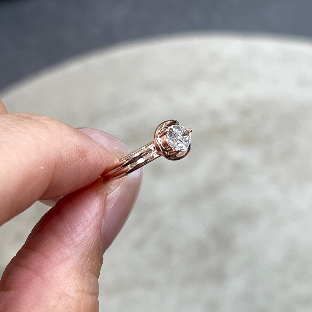 9K Lab diamond pear shape 0.5ct knot pinky ring
