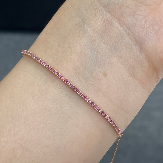 Lab pink diamond round 0.5ct half tennis bracelet