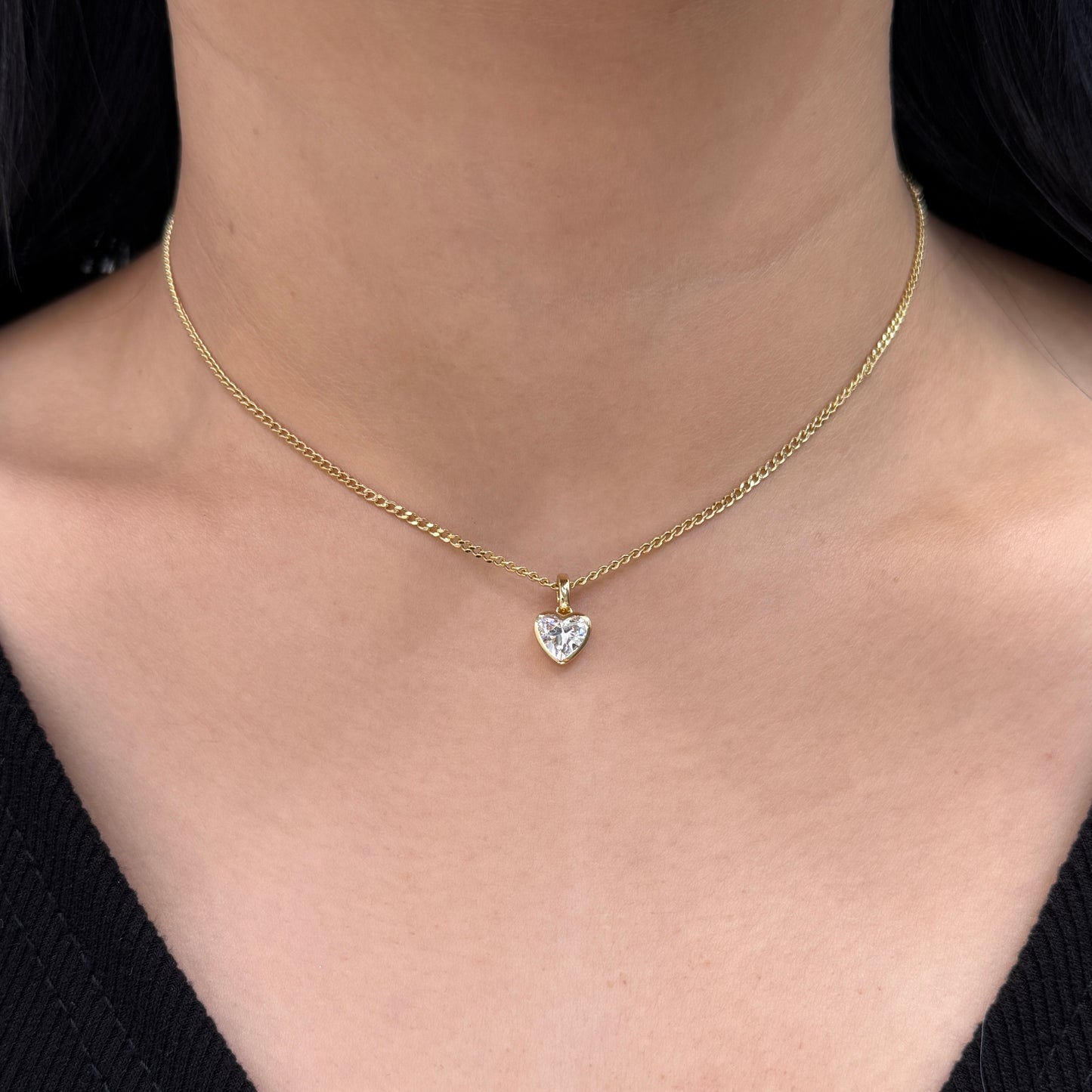 Lab diamond heart shape 0.9ct bezel open clip pendant