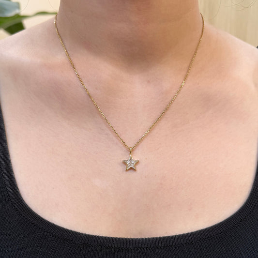 9k Lab diamond kite cut 0.65ct illusion star bezel open clip pendant
