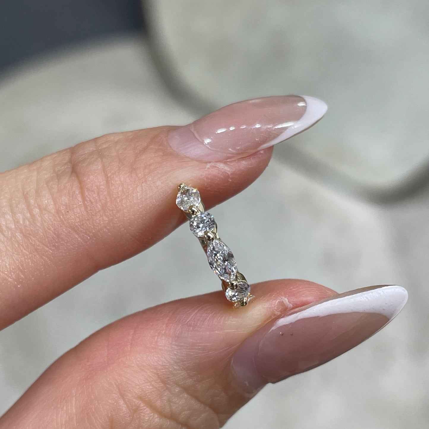9k Lab diamond marquise shape and round 0.5ct mix 10mm ear cuff - each