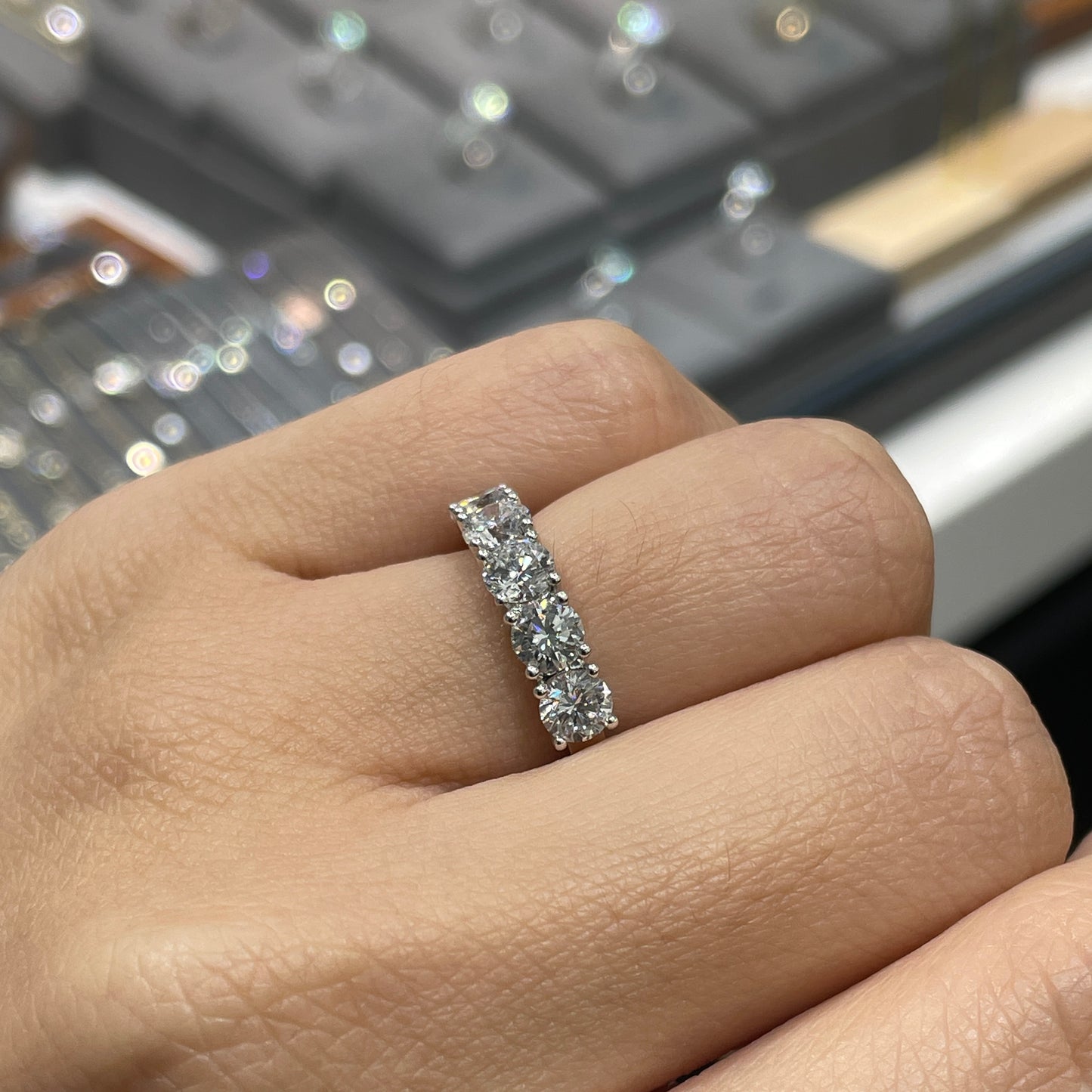 Lab Diamond round 1.5ct half eternity ring
