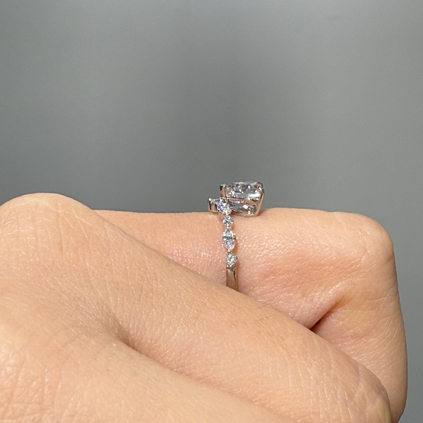 IGI Lab diamond heart 1ct marquise round mix v shape pave ring