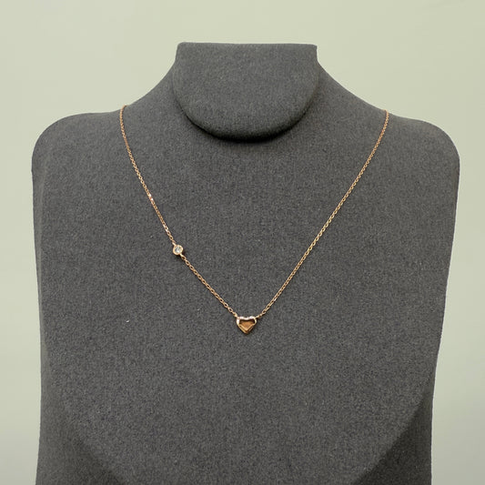 Lab Diamond round bezel with gold heart necklace