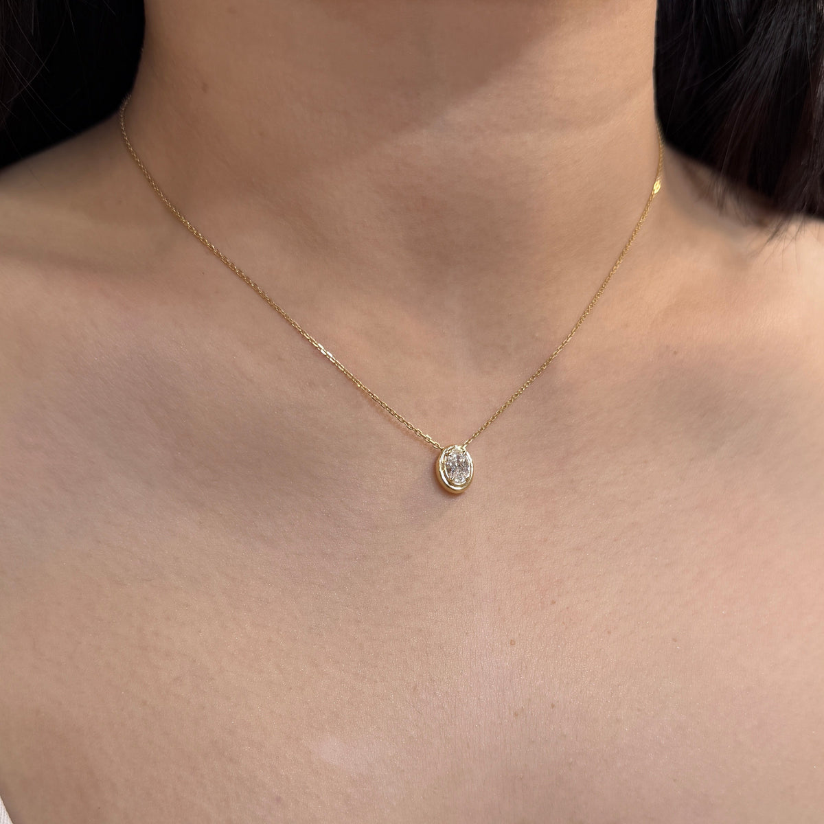 Lab diamond Oval shape 0.5ct bezel pendant