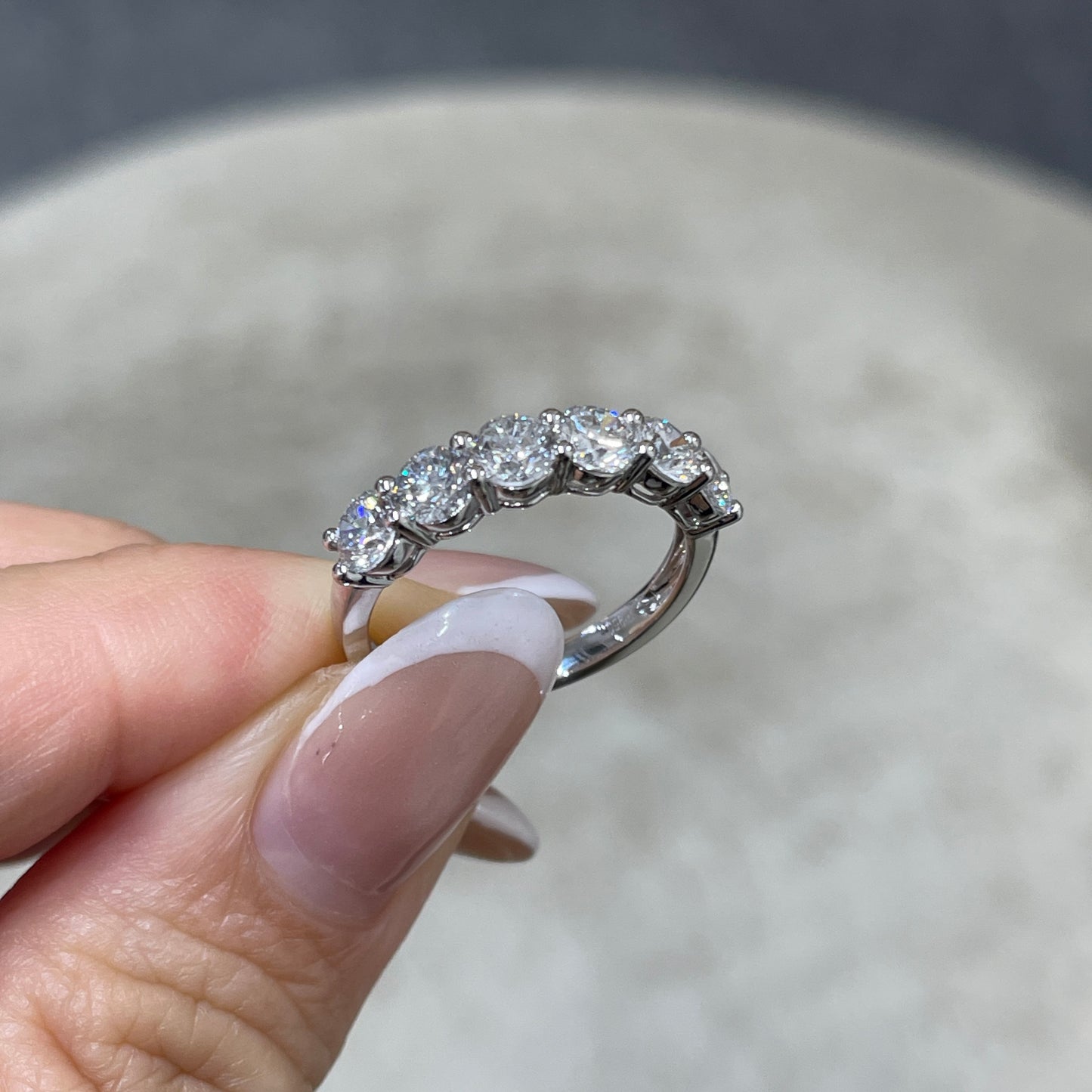 Lab diamond round 1.5ct half eternity ring