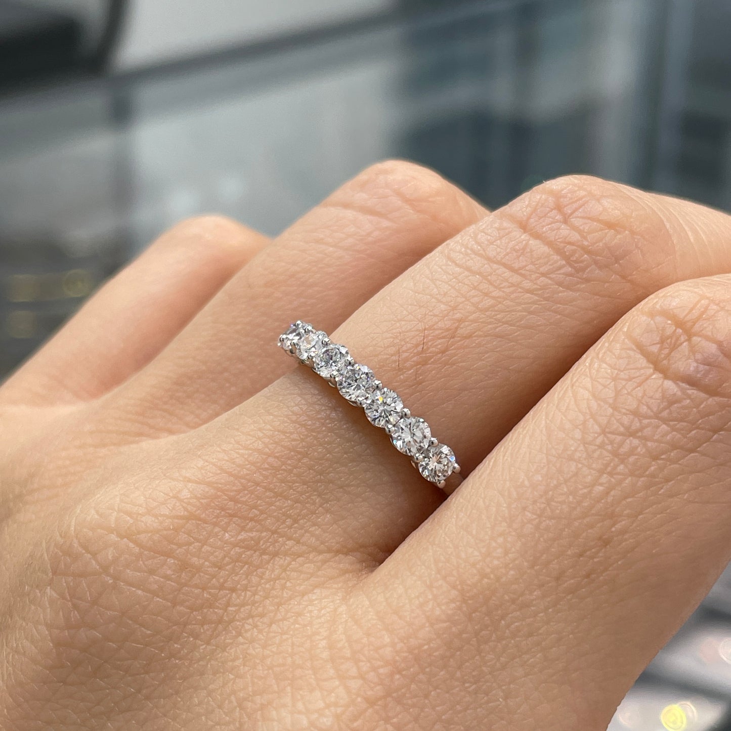 Lab diamond round 0.8ct half eternity ring