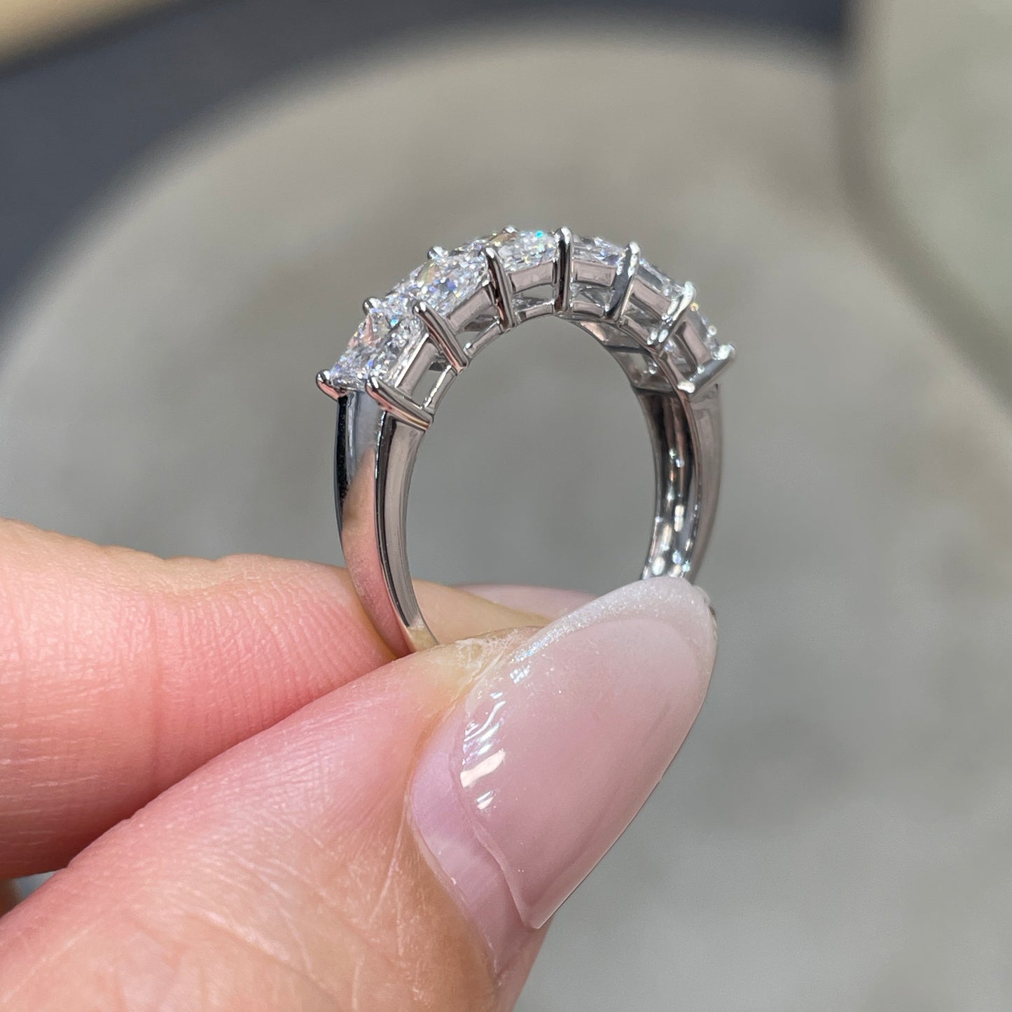 Lab diamond Princess cut 1.8ct half eternity ring￼