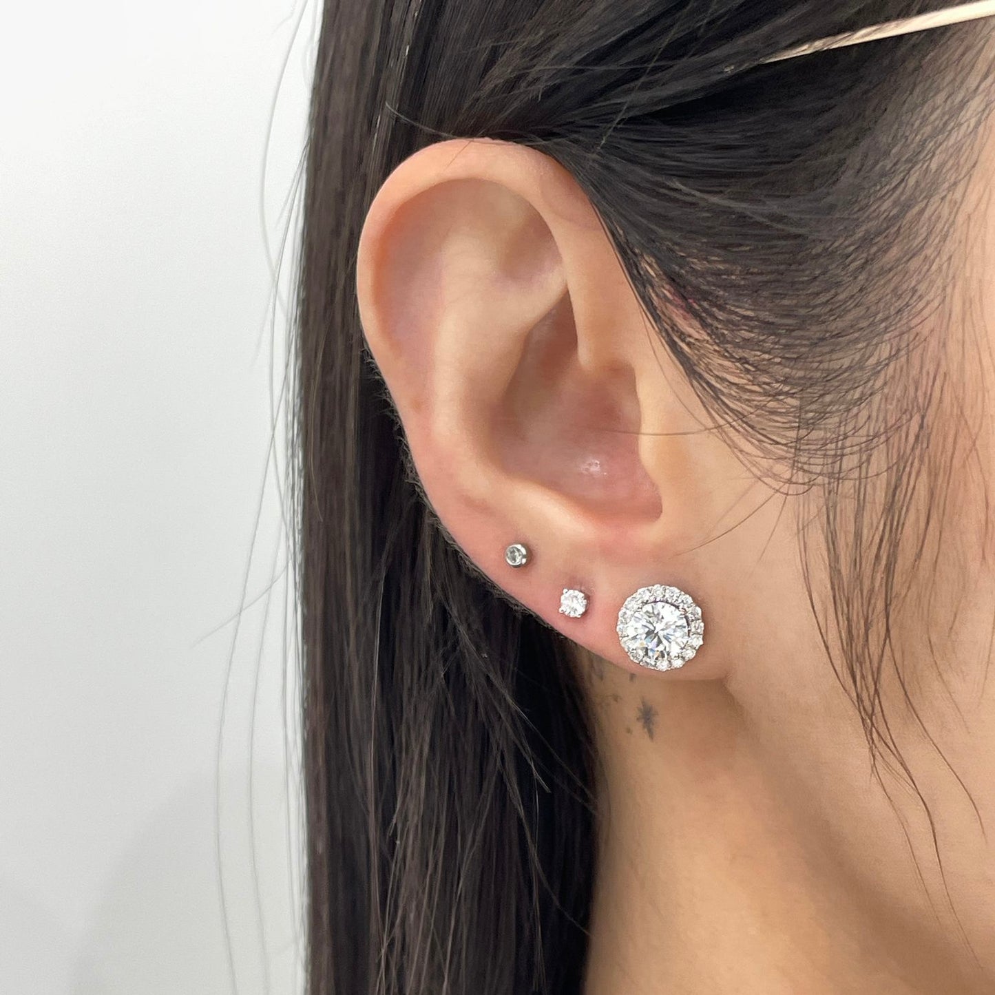 Lab diamond round 1.2ct with removable halo jacket earrings-pair