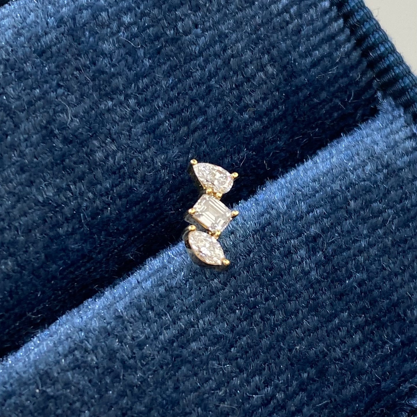 Lab diamond fancy trio stud earring-each