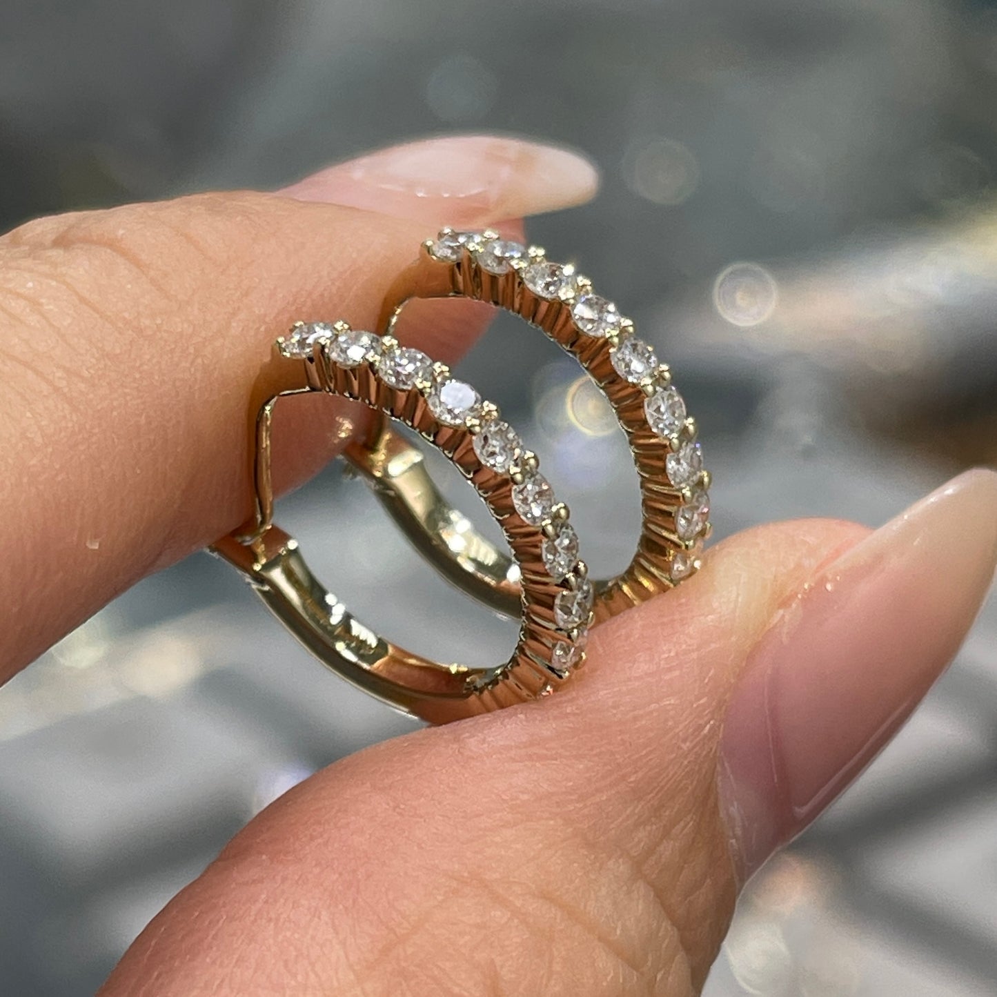 9k Lab diamond round 0.6ct ¾ coverage 12mm hoop earrings-pair