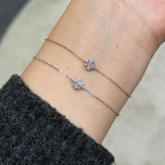 Lab diamond round 0.5ct compass four-prong bracelet