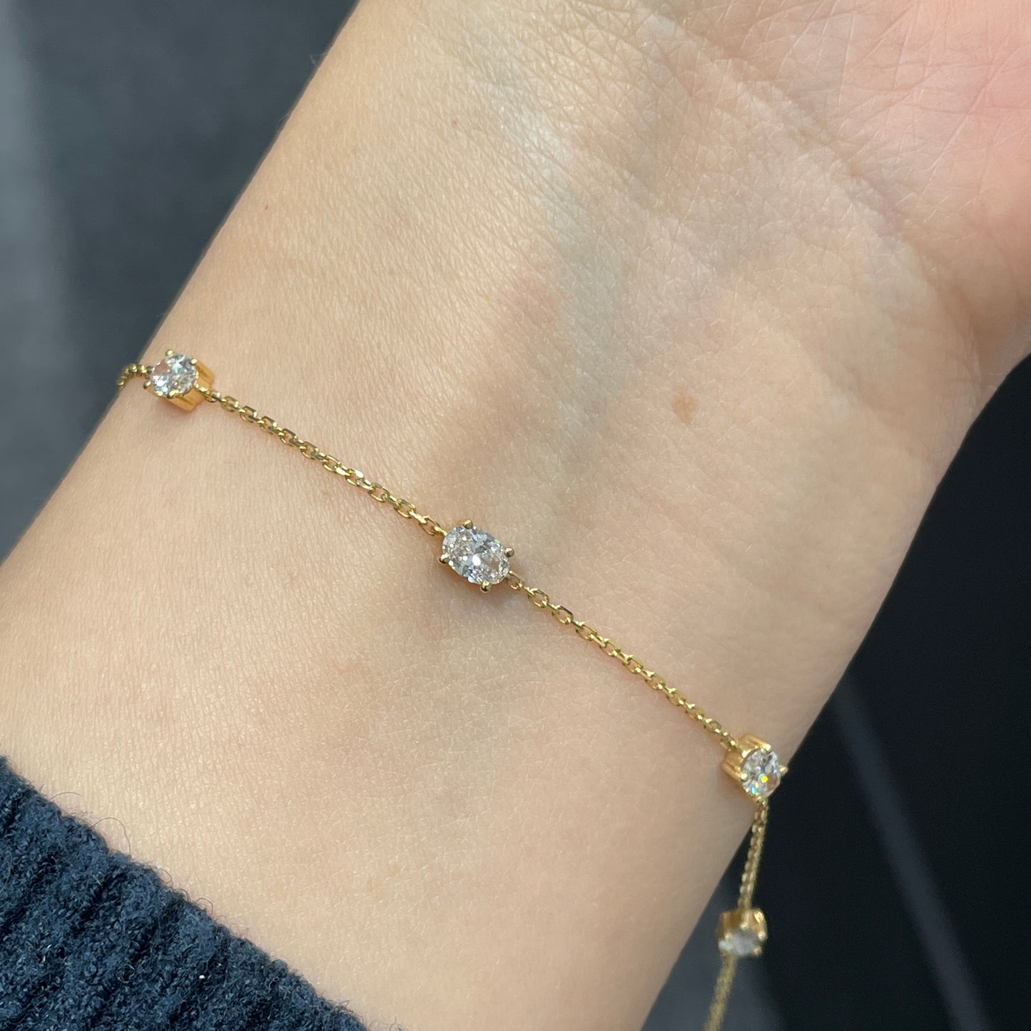 Lab diamond Oval shape 1ct five stone bracelet