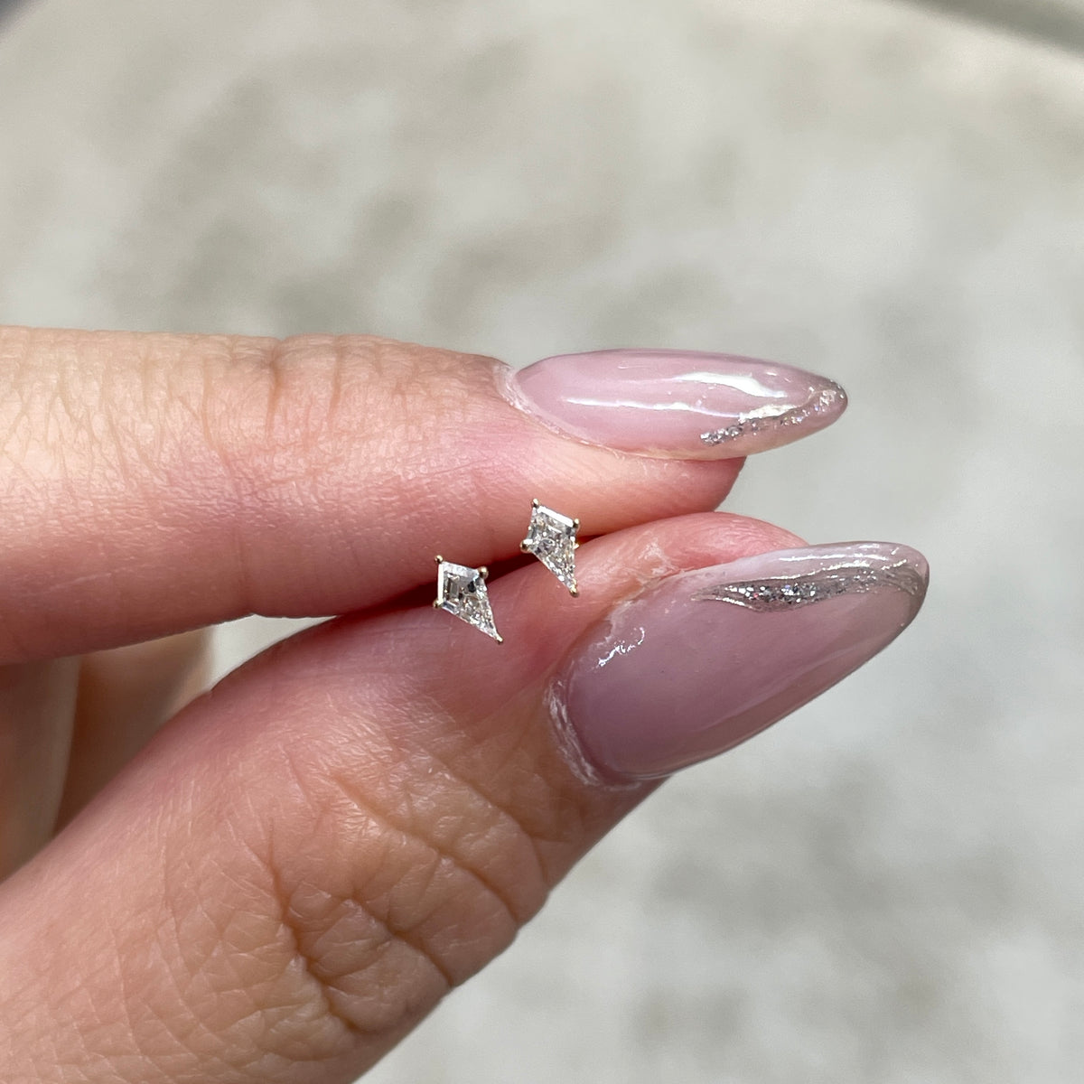 Lab diamond kite 0.06ct stud earring - each