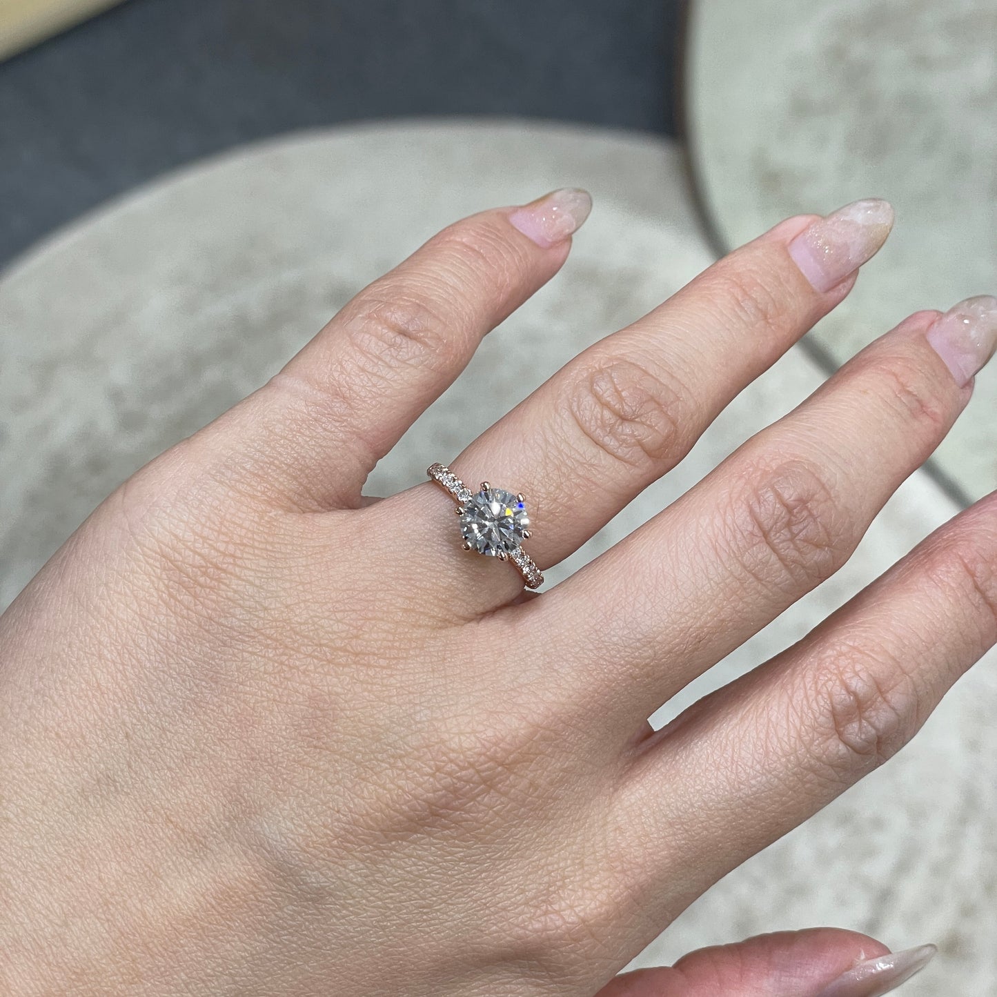 IGI lab diamond round 1.5ct six-prong full pave ring