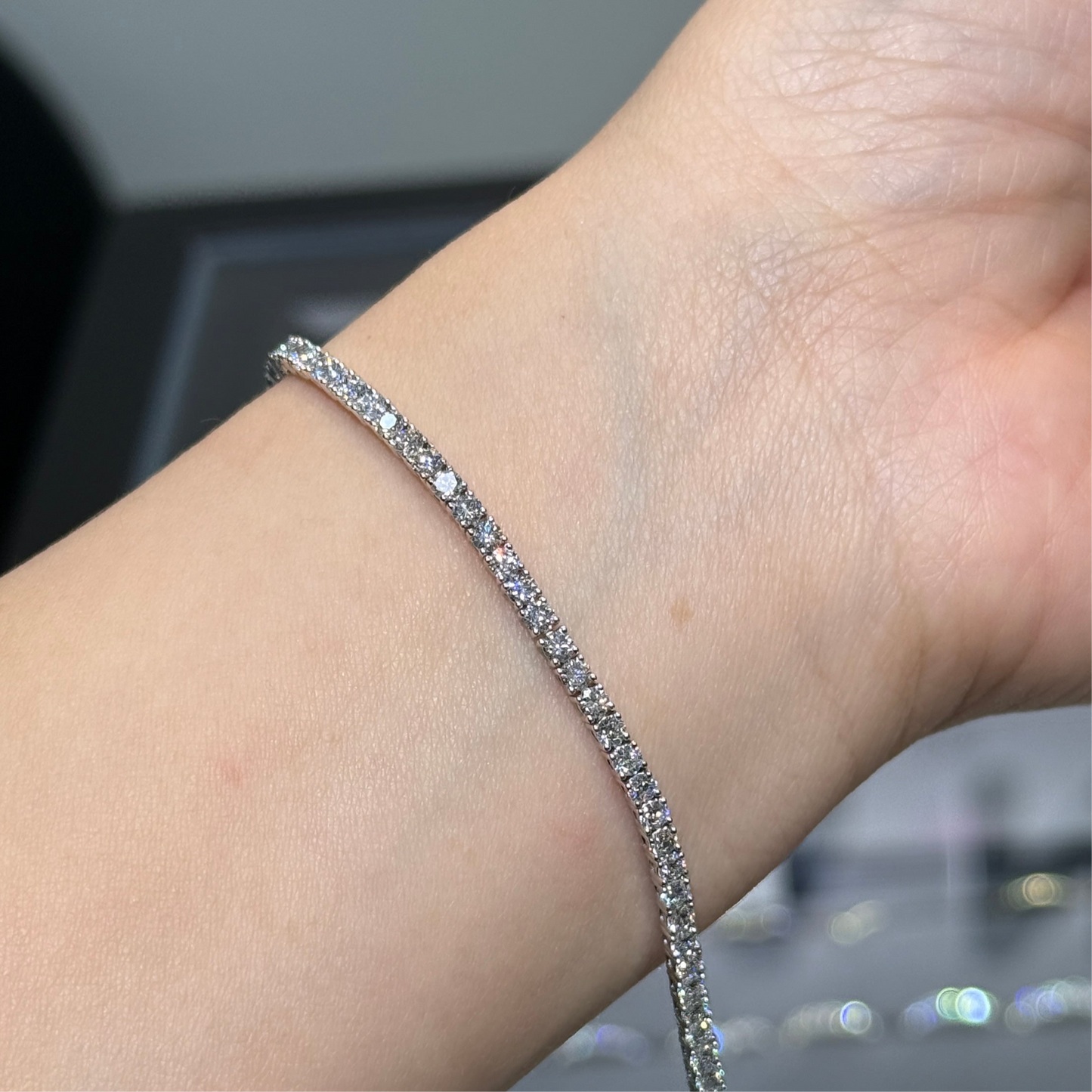 Lab diamond round 3.2ct four-prong tennis bracelet