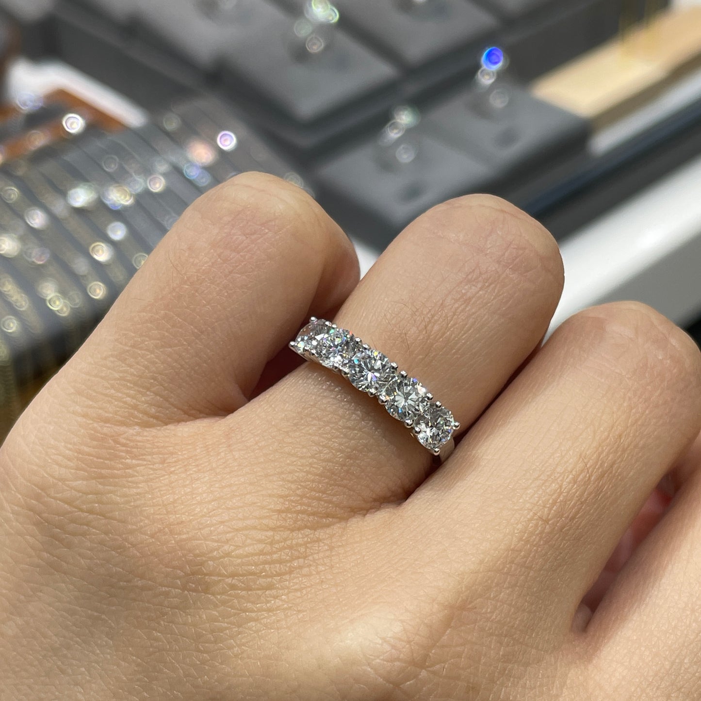 Lab Diamond round 1.5ct half eternity ring